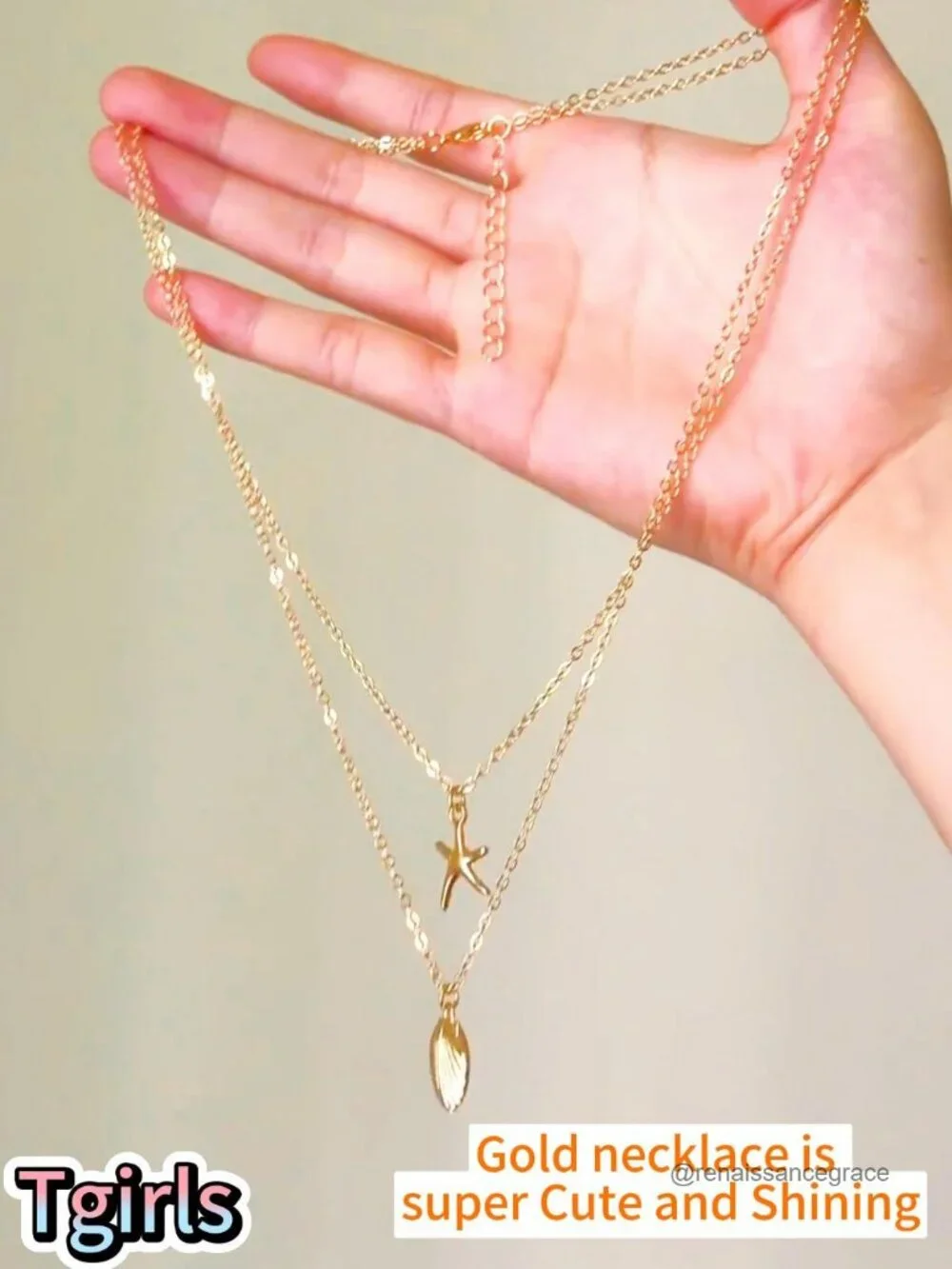 Gold Plated Layered Boho Beach Necklace Starfish Shell Charm Women